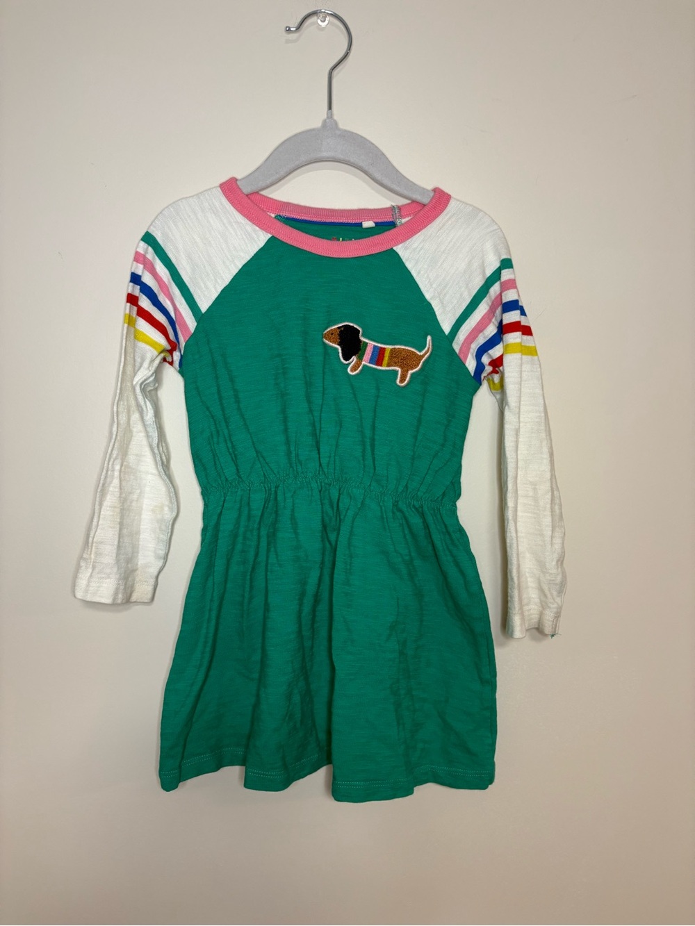 Mini Boden long sleeve green dog dress